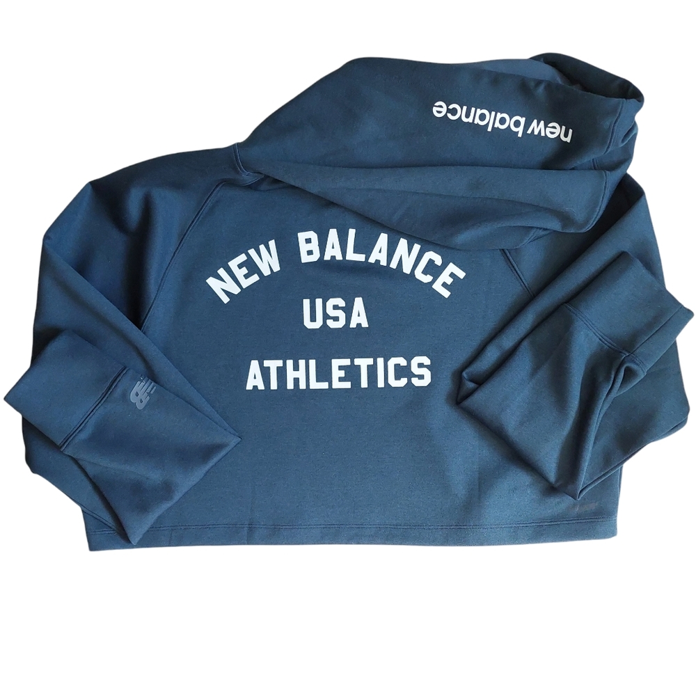 New Balance Energize Cropped ExerciseHoodie USA Athletics Dark Teal Green Medium